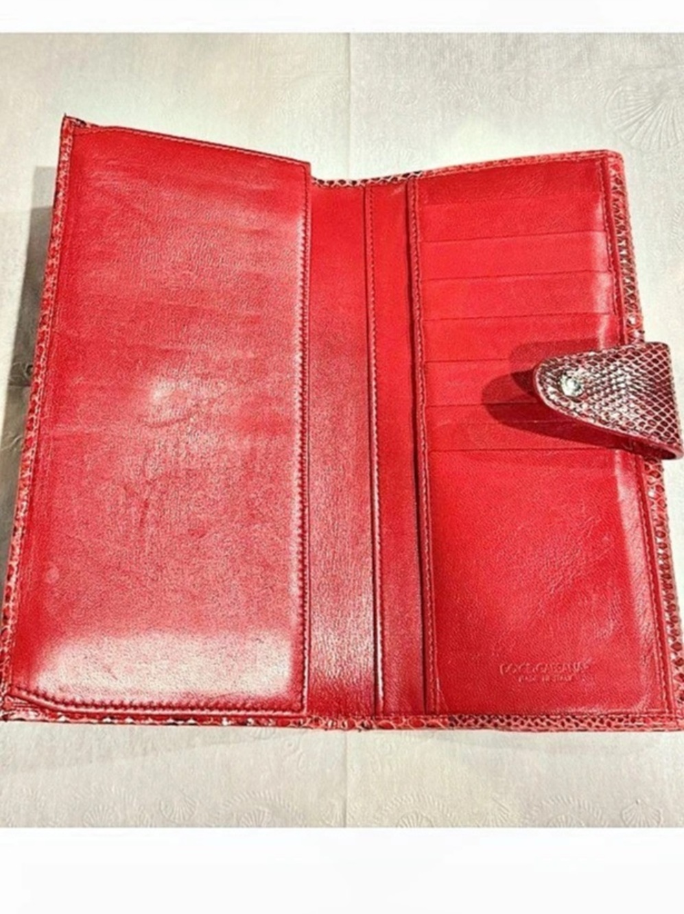 Dolce & Gabbana vintage Red Patchwork Wallet snake embossed leather - Picture 4 of 14